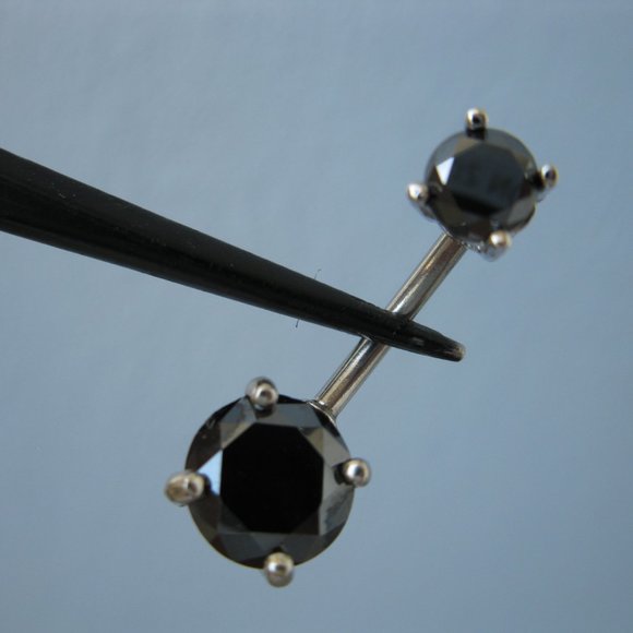 2.75ctw REAL BLACK DIAMOND BELLY RING, 2 DIA'S, APPRAISAL, FREE DIAMOND TESTER - Picture 4 of 12